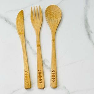 NWOT Bamboo Flatware with Moon Phases